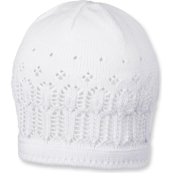 Sterntaler Памучна плетена детска шапка Sterntaler - 43 cm, 5-6 месеца, бяла (1711710-500)