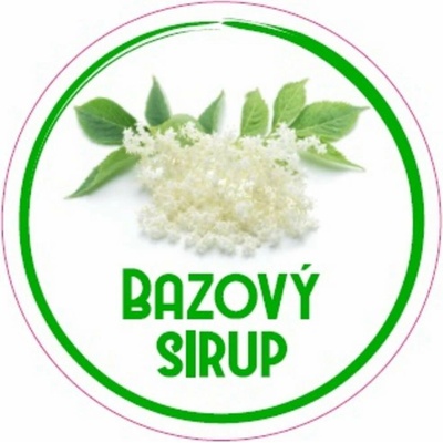 Samolepka na fľašu BAZOVÝ SIRUP domáci 12 ks etikiet KLC