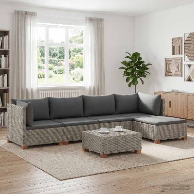 vidaXL 6 бр. Комплект за отдих от ратан с възглавници GENDT Кубу сив (3429851)