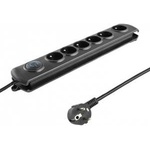 Qoltec Anti-surge power strip | 6 sockets | 1.8m | Black