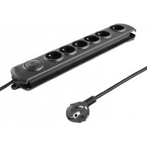 Qoltec Anti-surge power strip | 6 sockets | 1.8m | Black