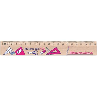 Metrie Didakt-M02 Dřevěné pravítko s potiskem Žáci 1. B 20 cm