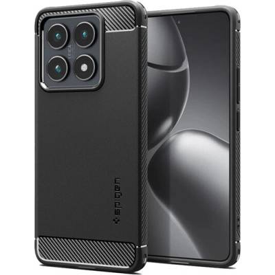 Spigen Rugged Armor silikónové puzdro na telefón pre Xiaomi 14T, odolné proti nárazom, karbónový vzor, čierne ACS08857