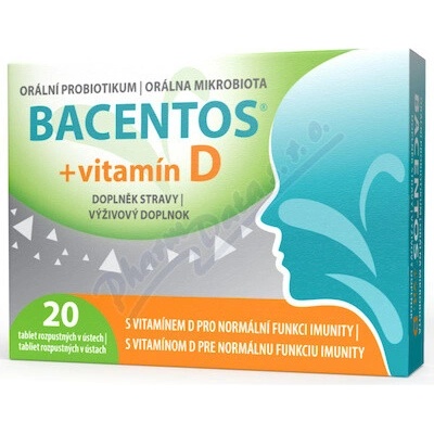 BACENTOS + vitamín D orální probiotikum 20 tabliet
