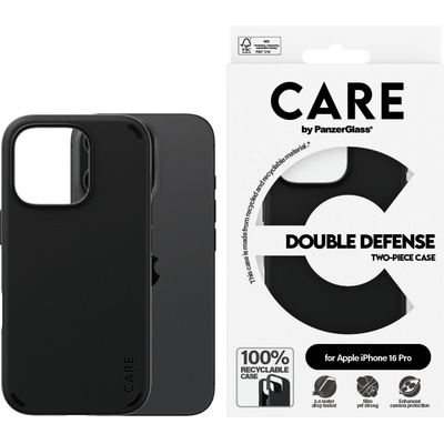 Panzer Гръб CARE by PanzerGlass за iPhone 16 Pro, Feature Case Double Defence - Черен