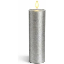 SIRIUS LED svíčka na baterie vosková Sille, Ø 5 × 25 cm, stříbrná, 2× AA