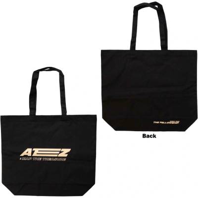 RukaHore Taška cez rameno ATEEZ Cotton Tote Bag: Fellowship Map The Treasure Black Back Print Ex-Tour Čierna