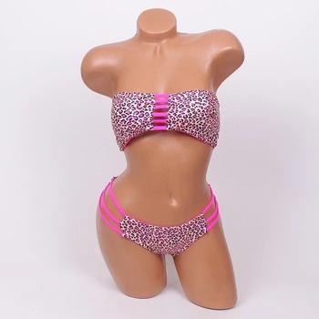 Image 1 of Ефектен дамски бански с розов леопардов принт - чашка b