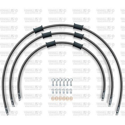 STANDARD Hadica prednej brzdy sada Venhill POWERHOSEPLUS KAW-5008FS-BK (3 hadice v sade) čiernej hadice, nerezové koncovky