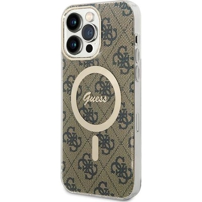 GUESS Калъф Guess IML 4G MagSafe за iPhone 15 Pro Max - кафяв