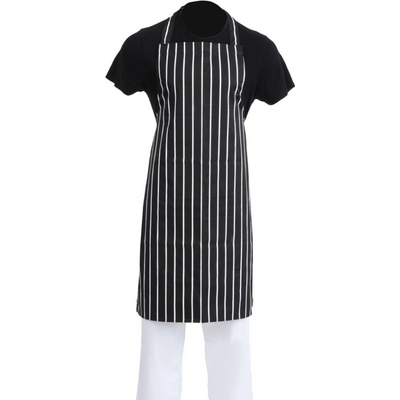 Whites Chefs Clothing kuchařská náprsní zástěra řeznický proužek černá