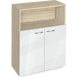 Bogdan Furniture G Етажерка BM-Ava-3 с вратички, бял гланц със сонома