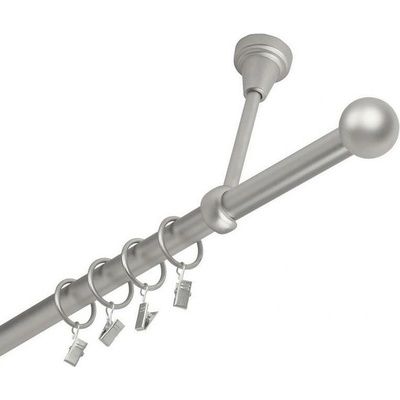 OK-GarnýžeCZ Garnýž kovová jednořadá 19mm Koule satina 170 cm do stropu / kroužky s žabkou