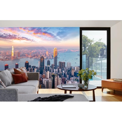 DIMEX ART Самозалепваща се флизелинова фототапета хонконг силует на града 375 x 250 см