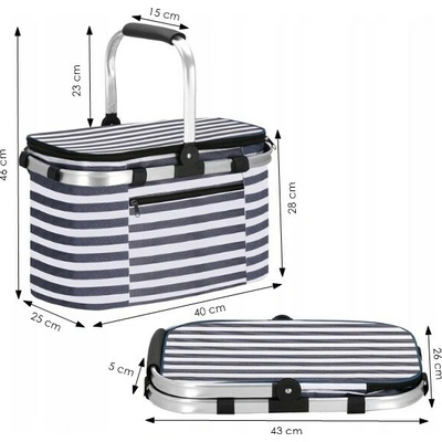 SPRINGOS Piknikový termo kôš 28l CS0025 biela/modrá