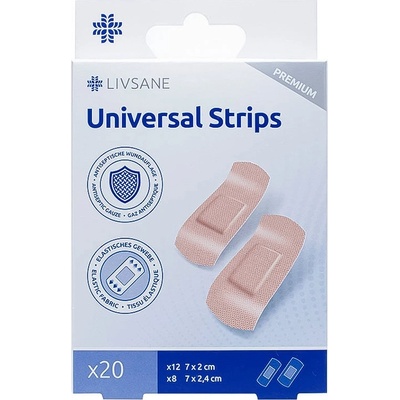 LIVSANE Náplasť univerzálna PREMIUM prúžky 2 veľkosti 20 ks