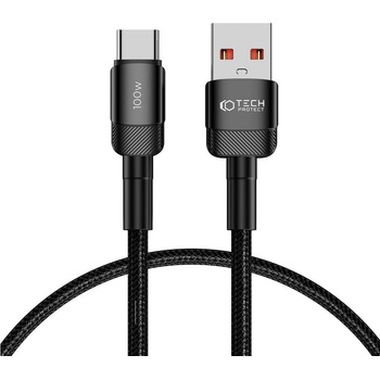 Tech-Protect Кабел с въжена оплетка за устройства с USB-C порт (50 см) - Tech-Protect Ultraboost Evo USB-A to USB-C Cable 100W (черен) (THP2600)