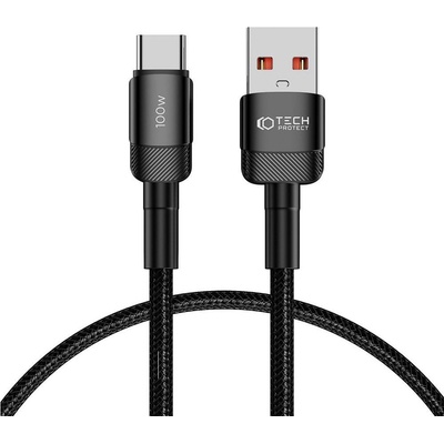 Tech-Protect Кабел с въжена оплетка за устройства с USB-C порт (50 см) - Tech-Protect Ultraboost Evo USB-A to USB-C Cable 100W (черен) (THP2600)