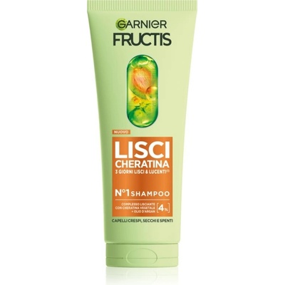 Garnier Fructis Lisci Cheratina výživný šampon pro lesk a hebkost vlasů 200 ml