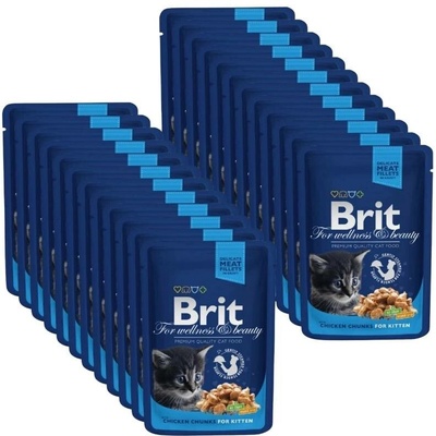 Brit cat Kitten Pouches s kuřecími kousky v omáčce 24x100 g
