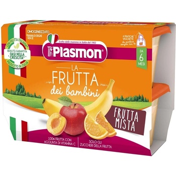 PLASMON Desiata ovocná mix v aseptických nádobkách 6m+ 4 x 100 g