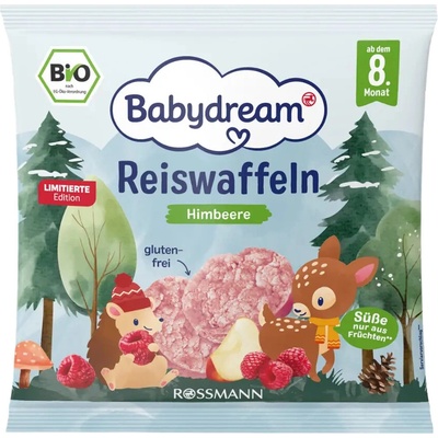 Babydream BIO pufované rýžové plátky s jablečnou a malinovou šťávou 35 g