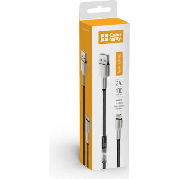 ColorWay CW-CBUL046-BK USB Apple Lightning (head metal), 2,4A, 1m, černý