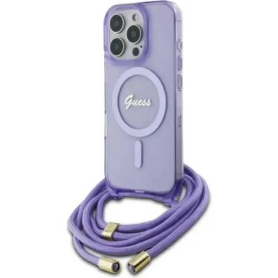GUESS Калъф Guess Crossbody Cord Script MagSafe за iPhone 16 Pro Max - лилав (3666339345877)