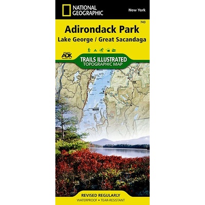 Adirondack Park Lake George národní park New York turistická mapa GPS komp. N