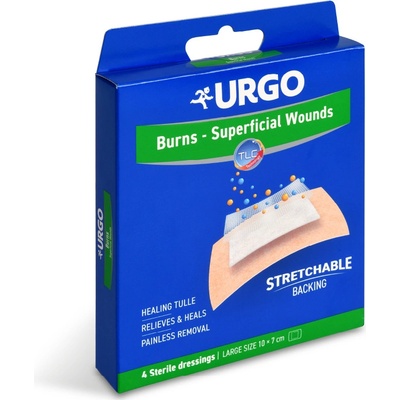 Urgo BURNS Voděod.náplasti na popál.10 x 7 cm 4 ks