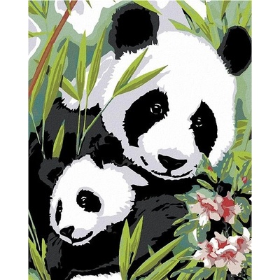 zuty malování podle čísel Panda s mládětem 80 x 100 cm vypnuté plátno na rám