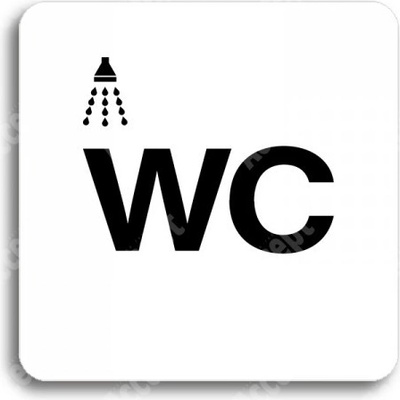 ACCEPT Piktogram sprcha, WC - bílá tabulka - černý tisk bez rámečku
