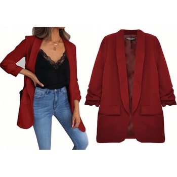 Fashionweek elegantní sako blejzr s řasenými rukávy Impero MD191 Vínově