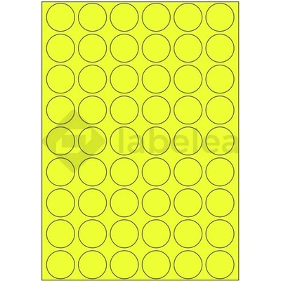 Labelea Samolepiace etikety kruh 30x30 mm signálne farebné papierové, na hárku A4, pre laserovú tlač, Farba etikiet Signálna žltá, Počet hárkov v balení 100 EPY999030SY054S