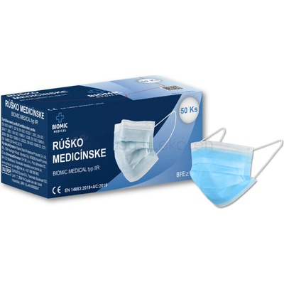 Biomic Medical Rúško jednorazové modré pre dospelých 50 ks