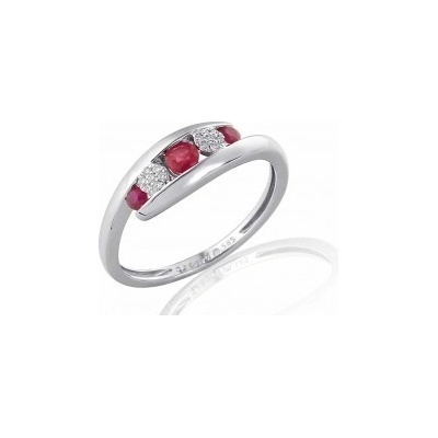 Klenoty Budín prsten s diamantem bílé zlato briliant červený rubín 3861968
