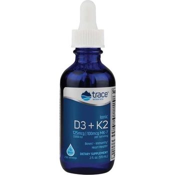 Trace Minerals Следи от минерали йонен D3 + K2, йонизиран D3 + K2, 5000 IU + 125 g, 59 ml