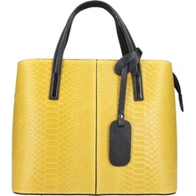 Borse in Pelle kožená dámska kabelka do ruky v kroko designu Merle žltá