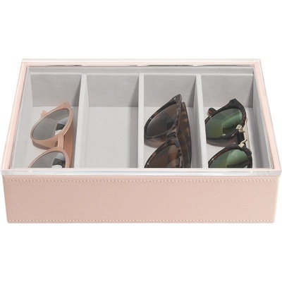 Stackers Кутия за очила Stackers Classic 4 камерен с акрилен капак розова (74478)