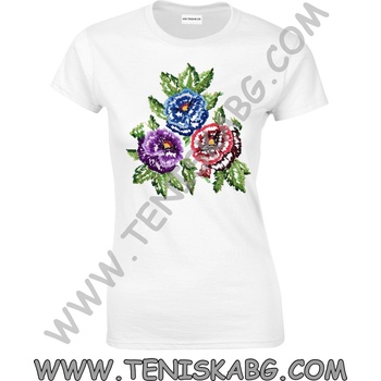 Fruit of the Loom Тениска - Принт бродерия цветя 2