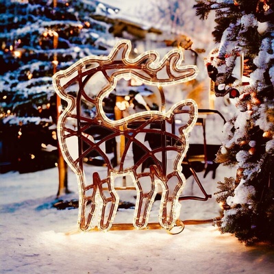 DECOLED LED světelný jelínek 47 × 64 cm, IP67, teple bílá