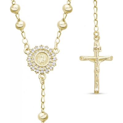 Biju Pozlacený růženec 14k, kruh se zirkony, kuličky 3002209