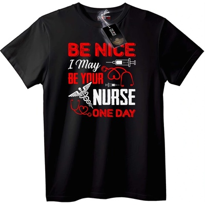 NOONEBRAND Тениска Бъди Мил, Може да Стана Твоята Медицинска Сестра - 2XL, Black