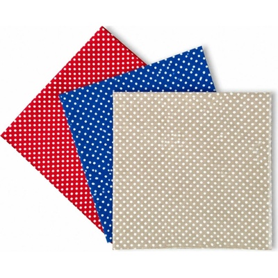 Sada látek na patchwork 3ks - 35x35cm varianta 4 - puntíky 3 barev