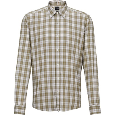 HUGO BOSS Men's S-Liam-Kent-C1-233 Plain Long-Sleeve Shirt - Lt/Pstl Green