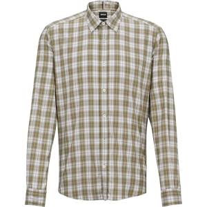 HUGO BOSS Men's S-Liam-Kent-C1-233 Plain Long-Sleeve Shirt - Lt/Pstl Green
