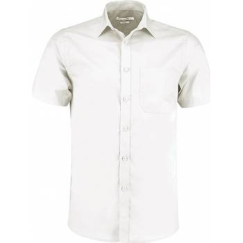 Kustom Kit popelínová pánská košile lehce zúžená kolem pasu bílá