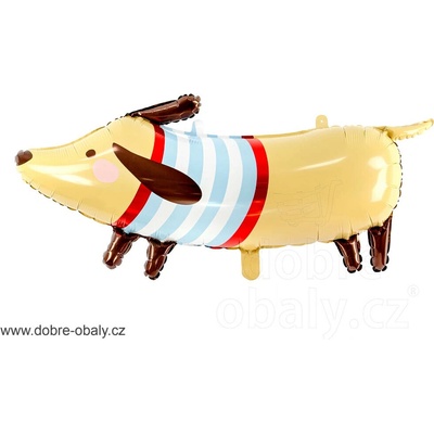 PartyDeco Balónek fóliový Jezevčík 90 x 40 cm