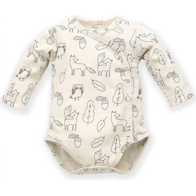 Body dlouhý rukáv s potiskem rozepínací Pinokio Secret Forest Ecru