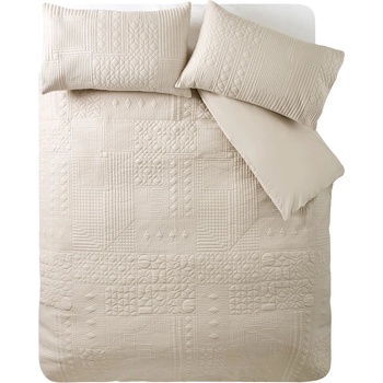 Catherine Lansfield Бежово двойно удължено спално бельо 230x220 cm Folkstone Geo - Catherine Lansfield (BD/59818/W/KQS/NT)